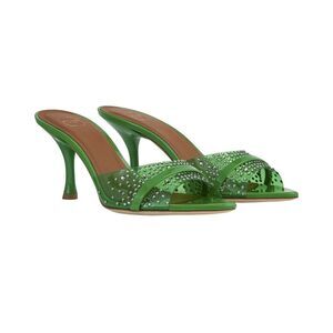 Malone Souliers Womens Julia Embellished PVC Mules 37 Green - NIB $725